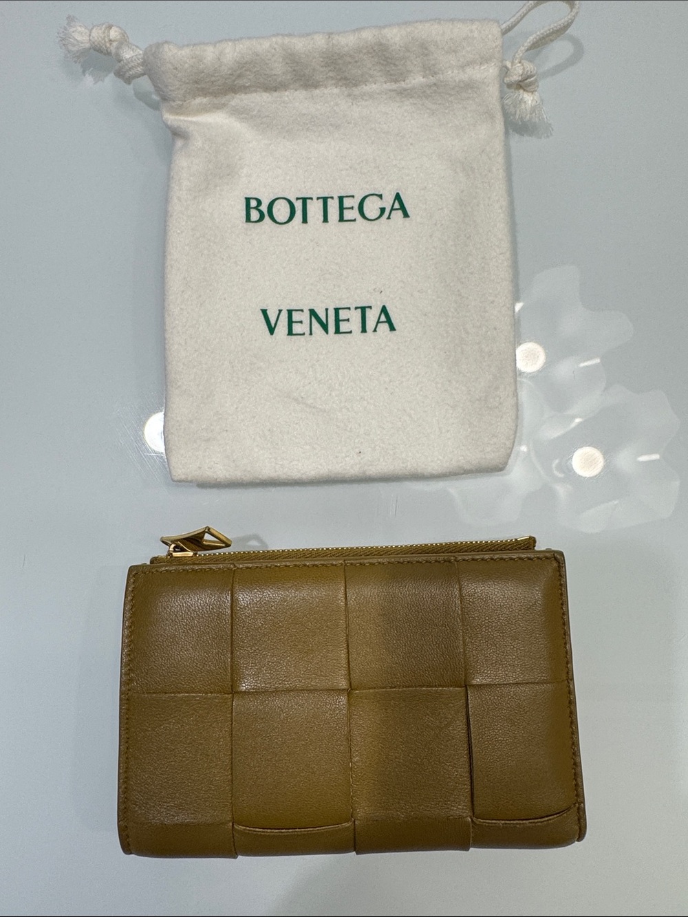 Bottega Veneta Olive Intrecciato Leather Zip Wallet